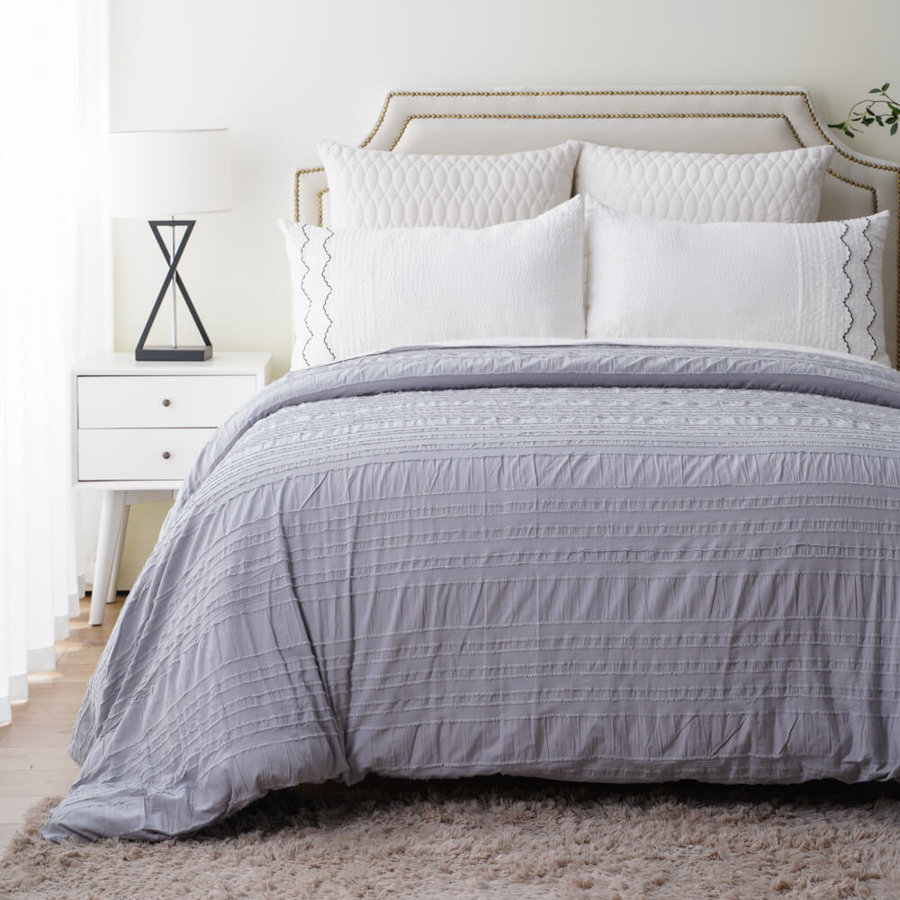 Grey Luxury 100 Washed Cotton Duvet Set 4 1