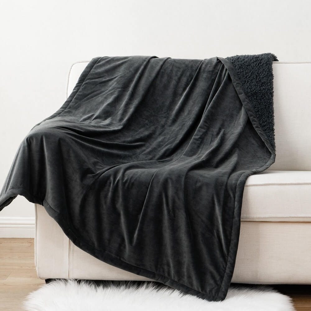 Mink Faux Alpaca Blanket with an opening 4 1