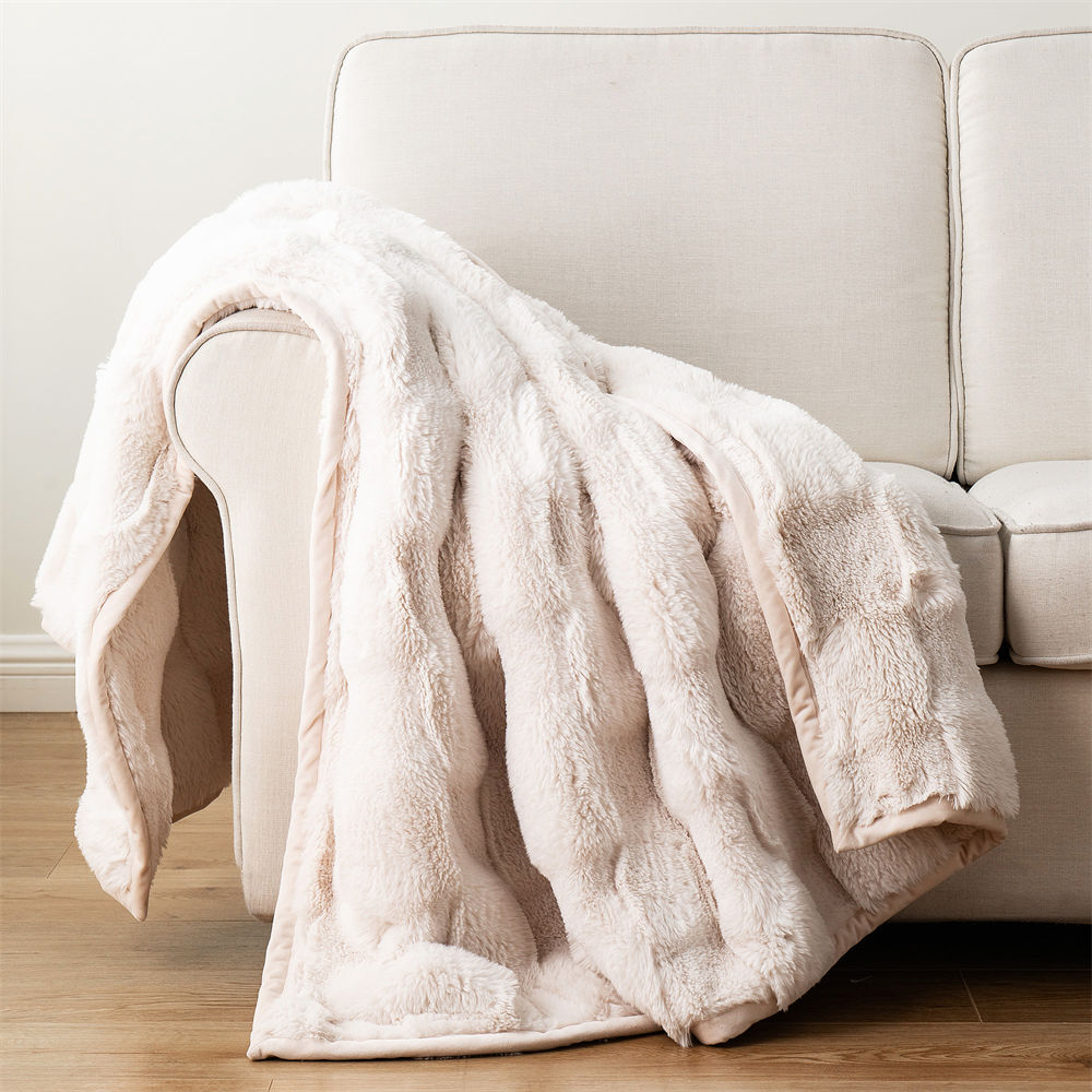 double sided checkered faux fur blanket 2