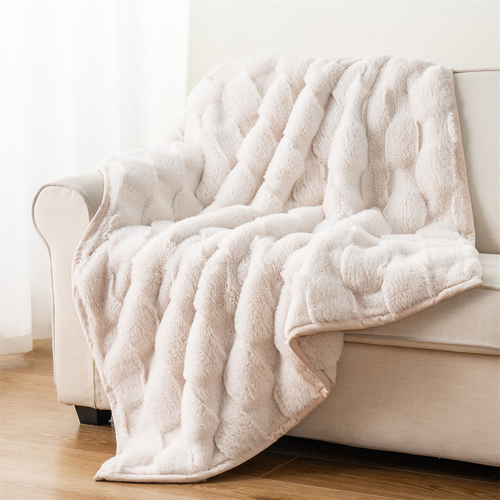 double sided checkered faux fur blanket 4
