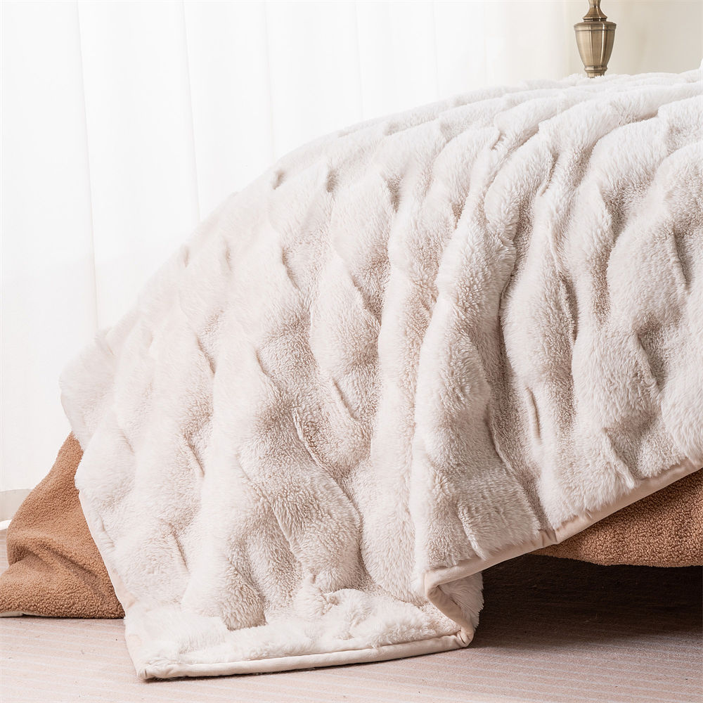 double sided checkered faux fur blanket 8