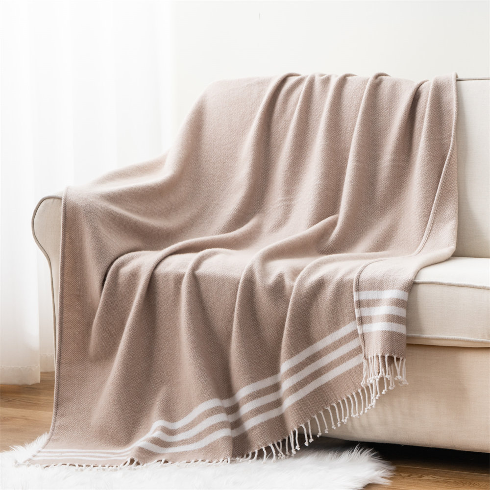 stripe herringbone wool blanket 5