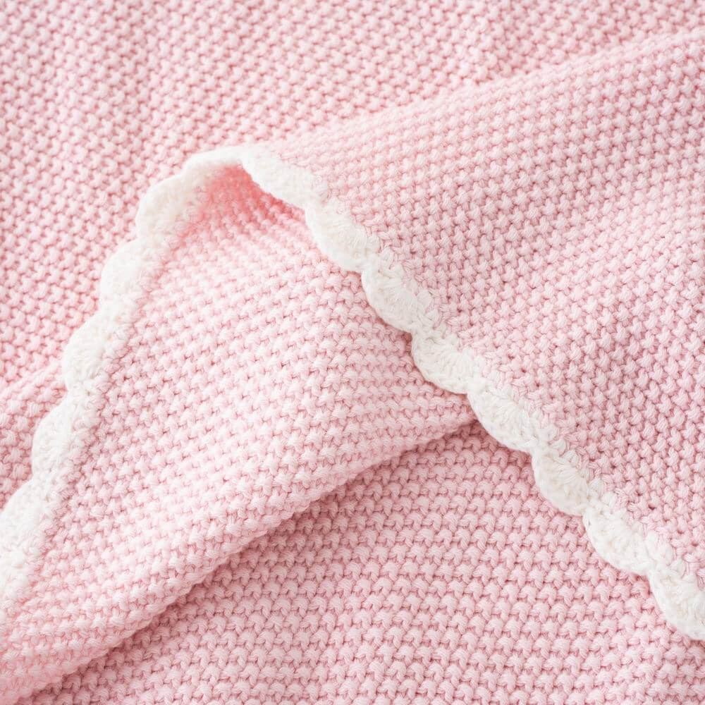 Cotton Knit Baby Blanket with Crochet Trim 4