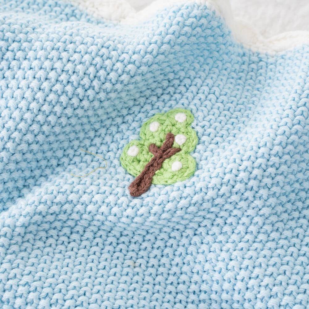 Cotton Knit Baby Blanket with Crochet Trim 6