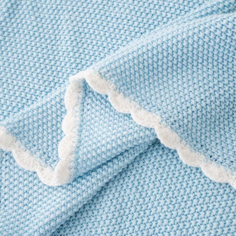 Cotton Knit Baby Blanket with Crochet Trim 7 Cotton Knit Baby Blanket with Crochet Trim 7