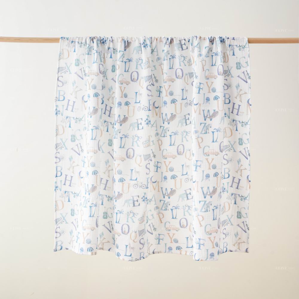 Crinkled Muslin Cotton Baby Blanket with Digital Print 10 Crinkled Muslin Cotton Baby Blanket with Digital Print 10