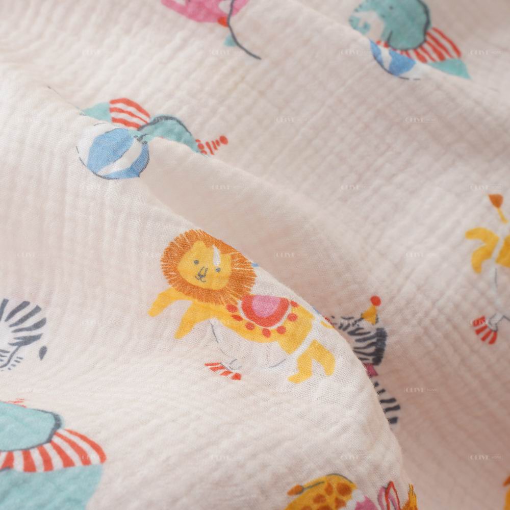 Crinkled Muslin Cotton Baby Blanket with Digital Print 3 Crinkled Muslin Cotton Baby Blanket with Digital Print 3