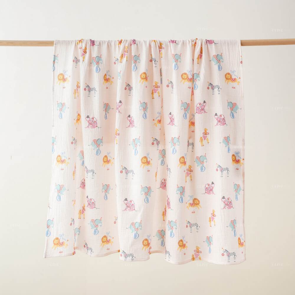 Crinkled Muslin Cotton Baby Blanket with Digital Print 5