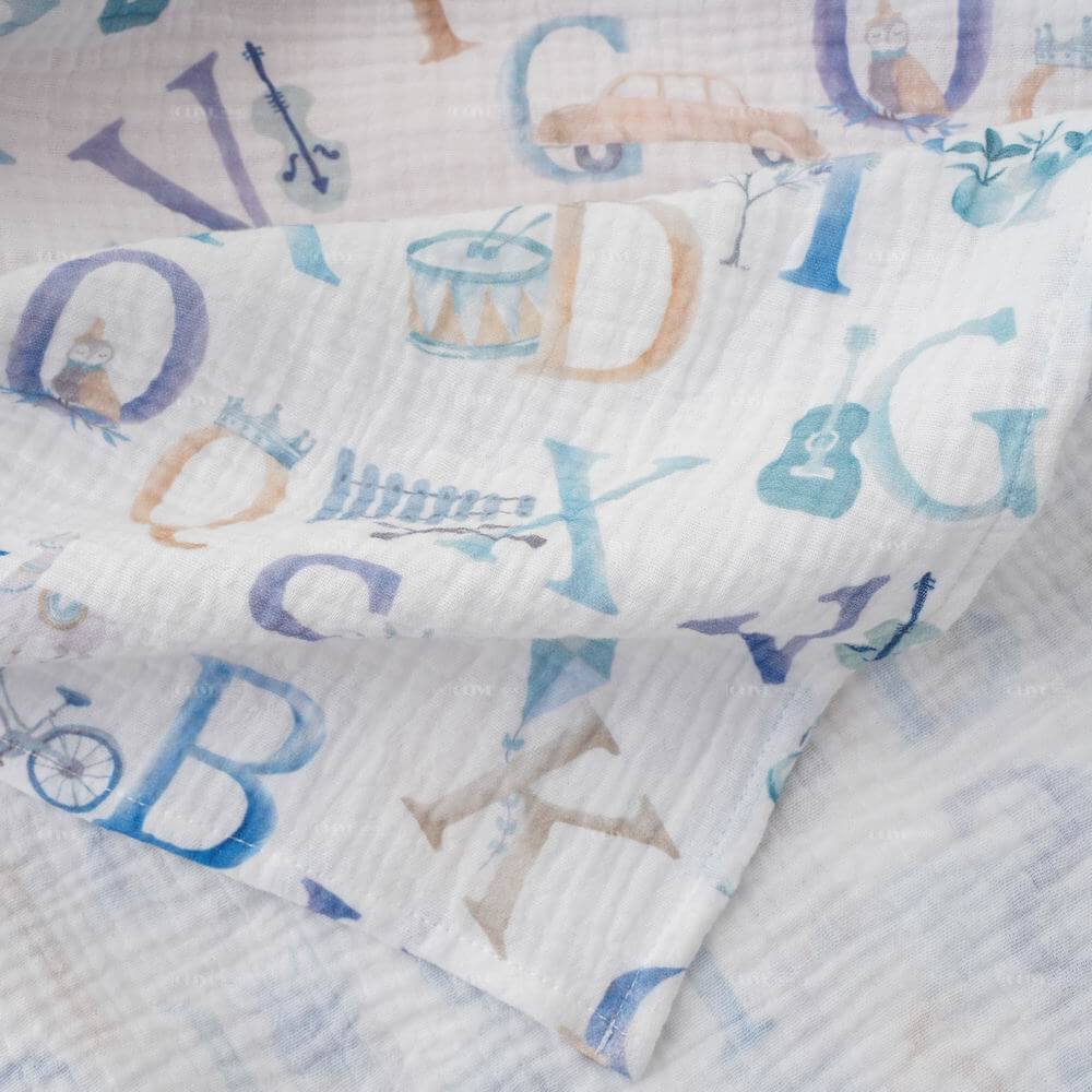 Crinkled Muslin Cotton Baby Blanket with Digital Print 9