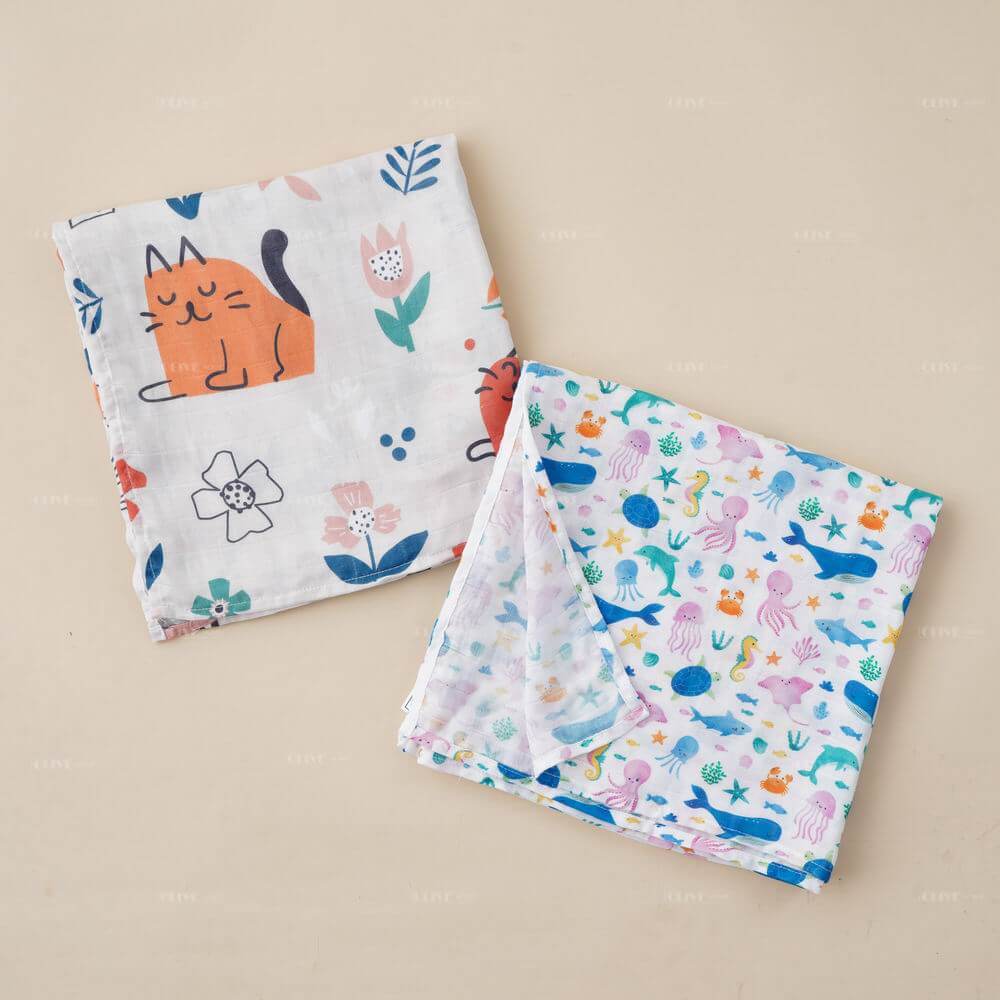 Digital Printed Muslin BambooCotton Blended Baby Blanket 1