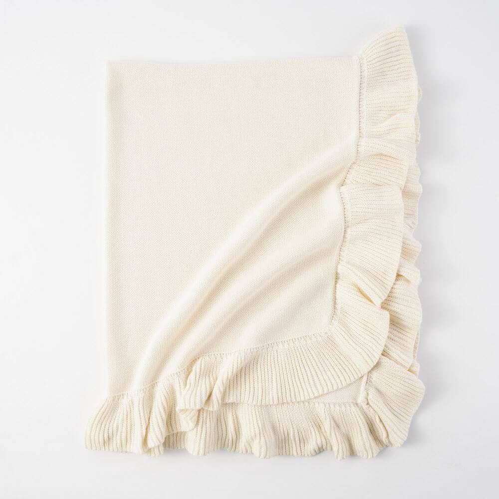 Gentle Cotton Knitted Baby Blanket with Ruffles 2
