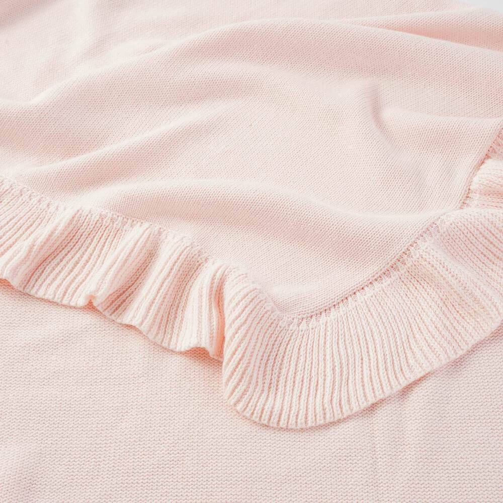 Gentle Cotton Knitted Baby Blanket with Ruffles 7